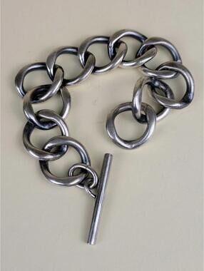 1990's silver curb chain toggle bracelet